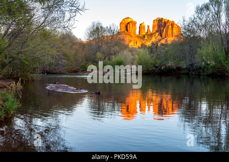 Cathedral Rock und Oak Creek von Crescent Moon Picknickplatz Stockfoto