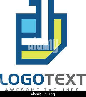 Buchstabe J Papier Logo Design Vector Illustration Vorlage, J schreiben logo Vektor, Buchstabe J logo Vektor, kreative Buchstaben J schreiben Logo Stock Vektor