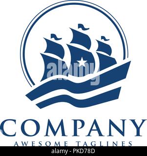 Elegantes Segelboot logo Vektor, kreative und einfachen klassischen Segelboot logo Vektor, Dichtung Abenteuer logo Vektor Stock Vektor