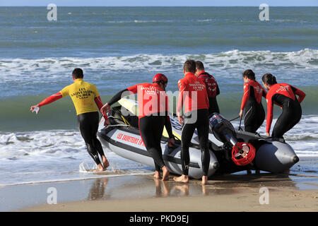 Ausbildung von Rettungsschwimmern im Meer, der rechten Bank, Palavas les Flots, Occitanie Frankreich Stockfoto