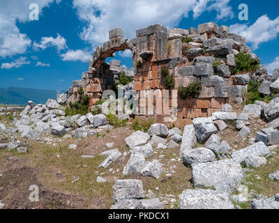 Apamea (auch bekannt als Afamia), der antiken griechischen und römischen Stadt. Der Standort ist in der Nähe von Qalaat al-Madiq, liegt etwa 60 km nordwestlich von Hama, Syrien Stockfoto