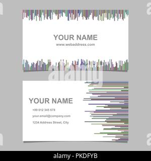 Business card Template Design - Vektorgrafik mit horizontalen und vertikalen Streifen auf weißem Hintergrund Stock Vektor