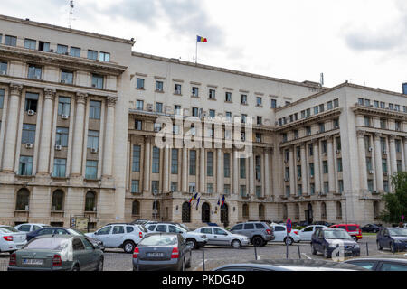 Das ehemalige zentrale Ausschuss Gebäude, auf dem Platz der Revolution, wo Nicolae Ceaușescu seiner letzten Rede am 21. Dezember 1989 in Bukarest, Rumänien, gab. Stockfoto