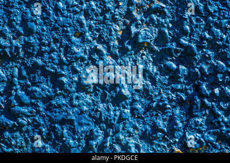 Nahaufnahme von Blau verputzte Mauer aus Stein/grunge Wand Textur Hintergrund Stockfoto