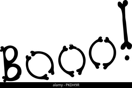 Vektor booo Vektor der Halloween Inschriften Knochen Abbildung. Stock Vektor