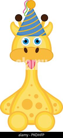 Niedliche Giraffe mit einer Partei hat Symbol. Vector Illustration Design Stock Vektor