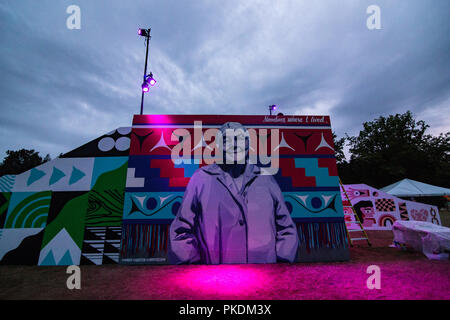 Erste Nationen Unterstützung bei Skookum Music Festival im Stanley Park in Vancouver am 7. September 2018 Stockfoto