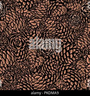 Nahtlose Muster mit Tannenzapfen. Realistisch aussehen. Vintage Hintergrund für Gewebe, Scrapbook, Poster, Grußkarten. Vector Illustration. Stock Vektor