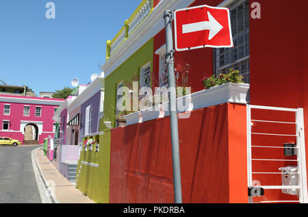 Malay Quarter, Bo-Kaap, Kapstadt, Südafrika. Historischen Bereich von bunt bemalten Häuser im Zentrum der Stadt vor allem durch die muslimische Gemeinschaft bewohnt Stockfoto