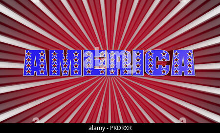 Das Wort Amerika in die amerikanische Flagge Farben. 3D-Wort Text Flagge Stockfoto