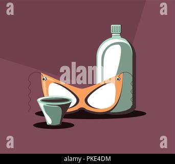 Happy party Feier Sodaflasche Gläser und trinken retro Vektor illustration Stock Vektor
