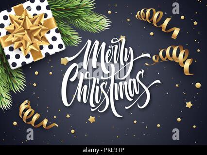 Frohe Weihnachten Hand gezeichnet Schriftzug Grußkarte design Stock Vektor