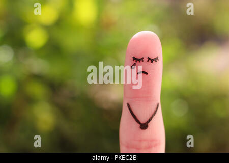 Finger Kunst der einsame Frau weint. Stockfoto