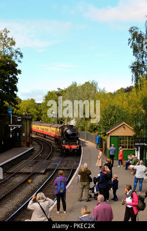 NYMR Lokomotive Nr. 1265 nähert sich Pickering Station Stockfoto