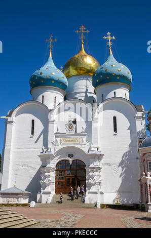 Heilige Mariä-Entschlafen Kathedrale der Heiligen Dreifaltigkeit Saint Serguis Lavra; Sergiev Posad, Sergiyevo-Posadsky District, Moskau, Russland Stockfoto