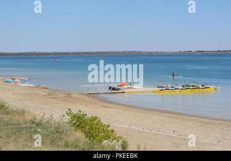 Wasserversorgung Reservoir für Städte von Westminster, Thornton und Northglenn Colorado Austrocknen von Dürre und Erweiterung Strand Stockfoto