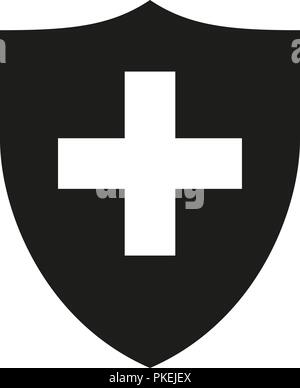 Schwarz Weiß Schild mit Kreuz Silhouette Stock Vektor
