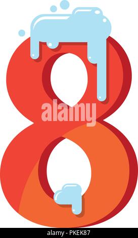 Die Abbildung 8 in den Schnee. Die Zahl 8 für das neue Jahr, Weihnachten, Winter. Flache Vector Illustration Stock Vektor