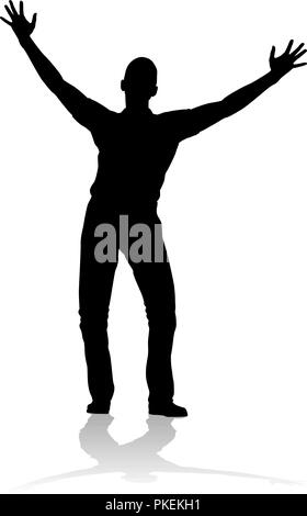 Mann erhobenen Armen Person Silhouette Stock Vektor