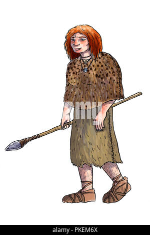 Die menschliche Evolution digitale Illustration, Homo erectus, Australopithecus, sapiens Stockfoto