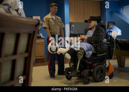 SEATTLE (Aug. 3, 2018) US-Marinesoldaten und Matrosen Besuch des Veterans Affairs Puget Sound Health Care System während Seafair Flotte Woche in Seattle. Seafair Fleet Week ist eine jährliche Feier des Meeres Dienstleistungen darin Seemänner, Marinesoldaten und Küstenwache Mitglieder vom Besuch der US-Marine und Küstenwache Schiffe und Schiffe aus Kanada machen die Stadt zu einem Hafen des Anrufs. Stockfoto