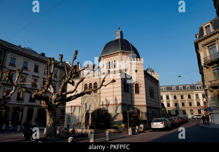 Das 19. Jahrhundert Beth Yaacov Synagoge in Genf (Schweiz, 16/04/2010) Stockfoto