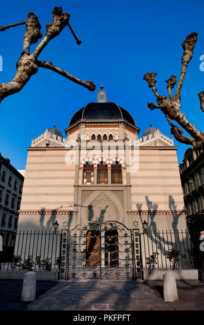 Das 19. Jahrhundert Beth Yaacov Synagoge in Genf (Schweiz, 16/04/2010) Stockfoto