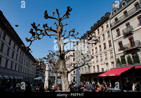 Die Place du Molard in Genf (Schweiz, 16/04/2010) Stockfoto