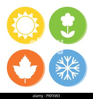 Symbole für vier Jahreszeiten Sommer Frühling Herbst Winter Vector Illustration Stock Vektor