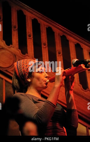 Die partchesz, Nathalie Delcroix und Björn Eriksson, auch bei der King Kong Pub in Antwerpen während der Zuiderzinnen Festival (Belgien, 21/09/2008) Stockfoto