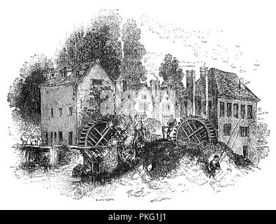 Grange Mill, Henley-in-arden ist ein großes Dorf und Gemeinde in der englischen Grafschaft Warwickshire. Verschiedene Mühlen dating zwischen der mittelalterlichen und der imperiale Zeiten bekannt, hier gab es auch eine Wassermühle, Mühle, eine Walkmühle im Jahr 1610 und es war eine Papierfabrik in Henley Grange während des letzten Jahrhunderts, aber alle Mühlen Hier haben jetzt verschwunden. Stockfoto