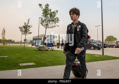 Bergamo Italien Mailand, Italien. 13 Sep, 2018. Shoma Uno (JPN) Eiskunstlauf: Lombardia Trophy 2018, Männer Praxis im Eislabor Arena in Bergamo Italien Mailand, Italien. Credit: Enrico Calderoni/LBA SPORT/Alamy leben Nachrichten Stockfoto