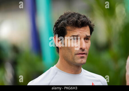 Der Marina Bay Street Circuit, Singapur. 13 Sep, 2018. Formel 1 Grand Prix von Singapur, Treiber Ankünfte und Pressekonferenz; ehemalige Aston Martin Red Bull Fahrer Mark Webber Quelle: Aktion plus Sport/Alamy leben Nachrichten Stockfoto