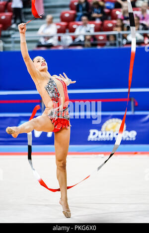 Sofia, die Türkei. September 13, 2018: Nicol Zelikman von Israel während der Rhythmischen Sportgymnastik Weltmeisterschaften am Arena Armeec in Sofia am 36. Abb. Rhythmische Gymnastik Weltmeisterschaften. Ulrik Pedersen/CSM Stockfoto