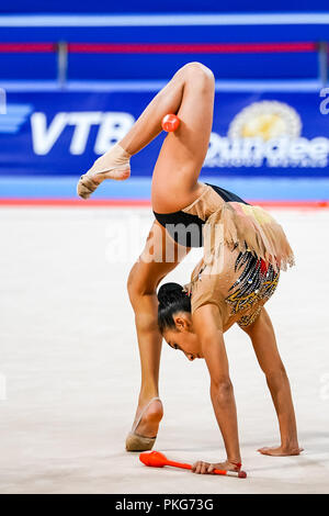 Sofia, die Türkei. September 13, 2018: Zohra Aghamirova von Aserbaidschan bei rhythmischen Turn-WM in der Arena Armeec in Sofia am 36. Abb. Rhythmische Gymnastik Weltmeisterschaften. Ulrik Pedersen/CSM Stockfoto