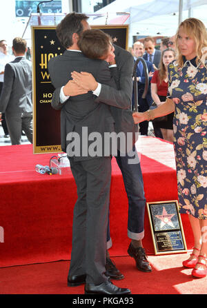 Los Angeles, USA. September 13, 2018: Eric McCormack, Finnigan McCormack & Janet Holden auf dem Hollywood Walk of Fame Star Zeremonie zu Ehren' & Grace' Stern Eric McCormack. Credit: Sarah Stewart/Alamy leben Nachrichten Stockfoto