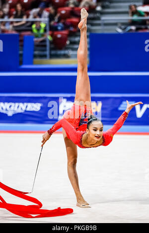 Sofia, die Türkei. September 13, 2018: anna-marie Ondaatje von Sri Lanka bei rhythmischen Turn-WM in der Arena Armeec in Sofia am 36. Abb. Rhythmische Gymnastik Weltmeisterschaften. Ulrik Pedersen/CSM Credit: Cal Sport Media/Alamy leben Nachrichten Stockfoto