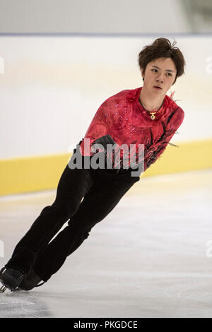 Bergamo Italien Mailand, Italien. 13 Sep, 2018. Shoma Uno (JPN) Eiskunstlauf: Lombardia Trophy 2018, Männer Praxis im Eislabor Arena in Bergamo Italien Mailand, Italien. Credit: Enrico Calderoni/LBA SPORT/Alamy leben Nachrichten Stockfoto