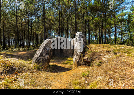 Ein Dolmen in Vixiador Wald - in Vigo, Galicien - Spanien Stockfoto