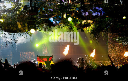 Ambiente Impressionen von der dritten und letzten Tag der 9. Auflage des Festivals im tomorrowland Boom (Belgien, 28/07/2013) Stockfoto