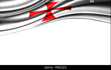 Grunge bunte Fahne von Templiers mit Copyspace für Ihren Text oder Bilder, auf weißem Hintergrund. Close Up, flatternde in Windrichtung. Stockfoto