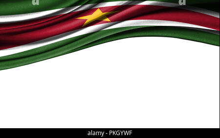 Grunge bunte Flagge Suriname mit Copyspace für Ihren Text oder Bilder, auf weißem Hintergrund. Close Up, flatternde in Windrichtung. Stockfoto