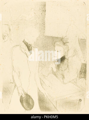 Brandes und Le Bargy in 'Cabotins' (Brandès et Les Bukem dans "Cabotins"). Stand: 1894. Medium: Lithographie in Olivgrün auf velin Papier. Museum: Nationalgalerie, Washington DC. Autor: Henri de Toulouse-Lautrec. Stockfoto