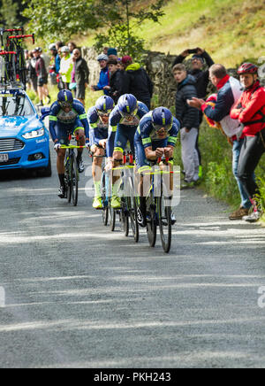 OVO Tour of Britain 2018, Männer-Radrennen, Etappe 5 Team Time Trial, Cockermouth nach Whinlatter, Lake District, National Park, Cumbria, England, Großbritannien. Stockfoto