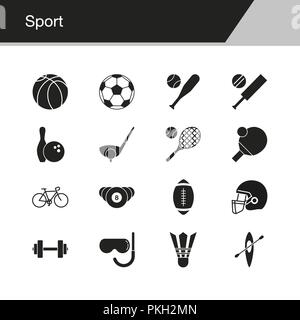 Sport Icons. Design für die Präsentation, Grafik Design, Mobile, Web Design, Infografiken, UI. Vector Illustration. Stock Vektor