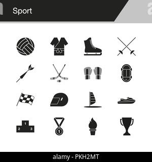 Sport Icons. Design für die Präsentation, Grafik Design, Mobile, Web Design, Infografiken, UI. Vector Illustration. Stock Vektor