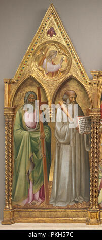 Hl. Andreas und der hl. Benedikt mit dem Erzengel Gabriel [Links]. Vom: Kurz vor 1387. Abmessungen: Insgesamt: 197 × 80 cm (77 9/16 x 31 1/2 in.). Medium: Tempera auf Pappel Panel. Museum: Nationalgalerie, Washington DC. Autor: Agnolo Gaddi. ANGELO GADDI. Stockfoto