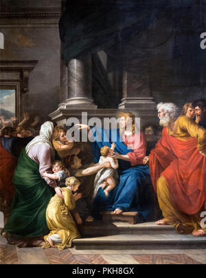 Die Kinder zu Mir (Markus 10:13-16) von anicet Charles Gabriel Lemonnier (1743-1824), Öl auf Leinwand, 1783 Kommen Stockfoto
