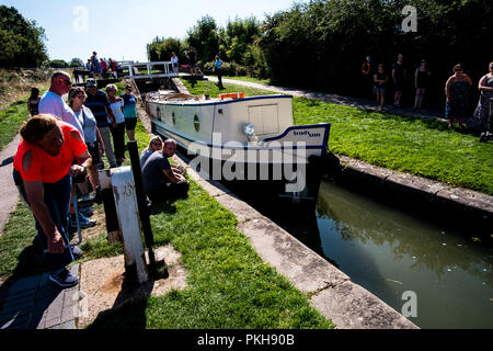 Kanal Boote bei Foxton Locks, Leicestershire Stockfoto