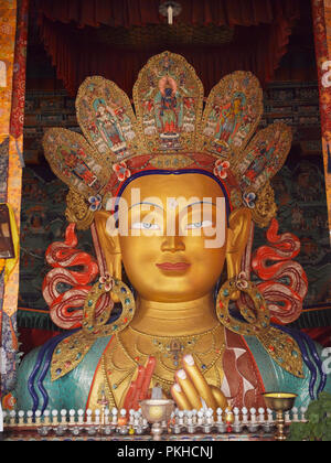 IDOL von Buddha Maitreya in Lamayaru Kloster, Ladakh, Kaschmir Stockfoto